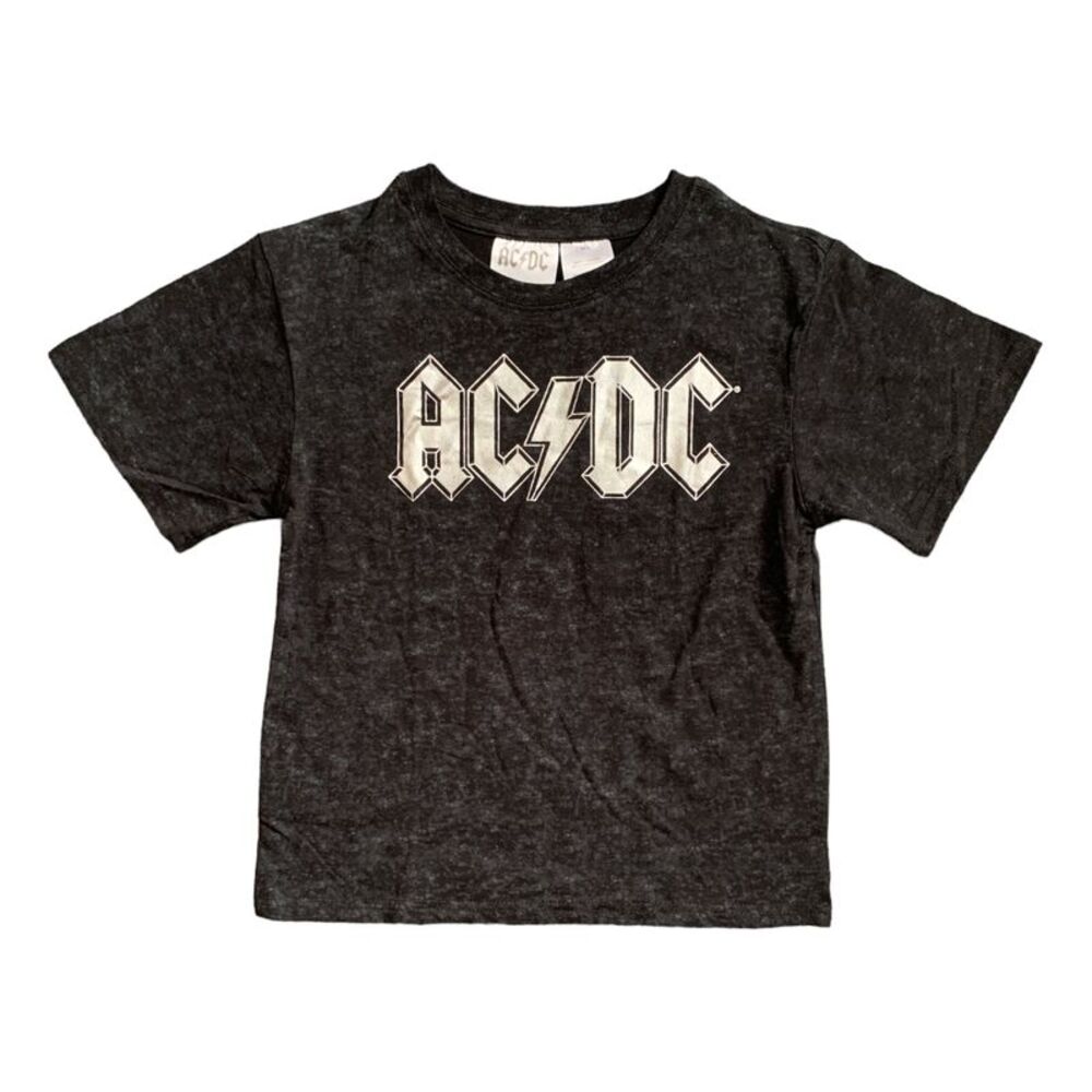 ACDC/Black Mineral Wash - Licensed Youth Boy's Soft Lightweight Short Sleeve Gra